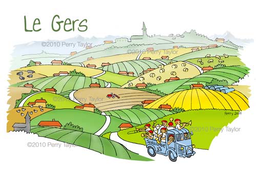 drawing of the Gers landscape