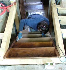 caroline varnishing stairs