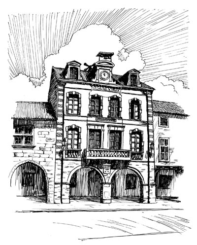 drawing of the Mairie in Marciac